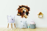 3D Dog Art Wall Sticker - Cracked Illusion Vinyl Decor - Decords