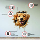 3D Cute Puppy Wall Sticker - Nursery Room Decor with Broken Dog Illusion Effect - Decords