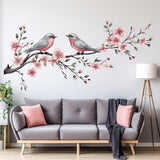 Elegant Tree Branch with Birds Wall Decal - Vinyl Corner Sticker for Living Room - Decords