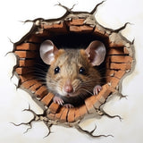 3D Mouse Hole Wall Sticker - Realistic Mouse Peeking from Mousehole Decal for Whimsical Room Decor - Decords