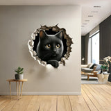 3D Dog Art Wall Sticker - Cracked Illusion Vinyl Decor - Decords