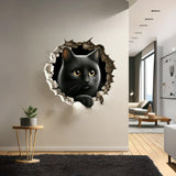 3D Dog Art Wall Sticker - Cracked Illusion Vinyl Decor - Decords