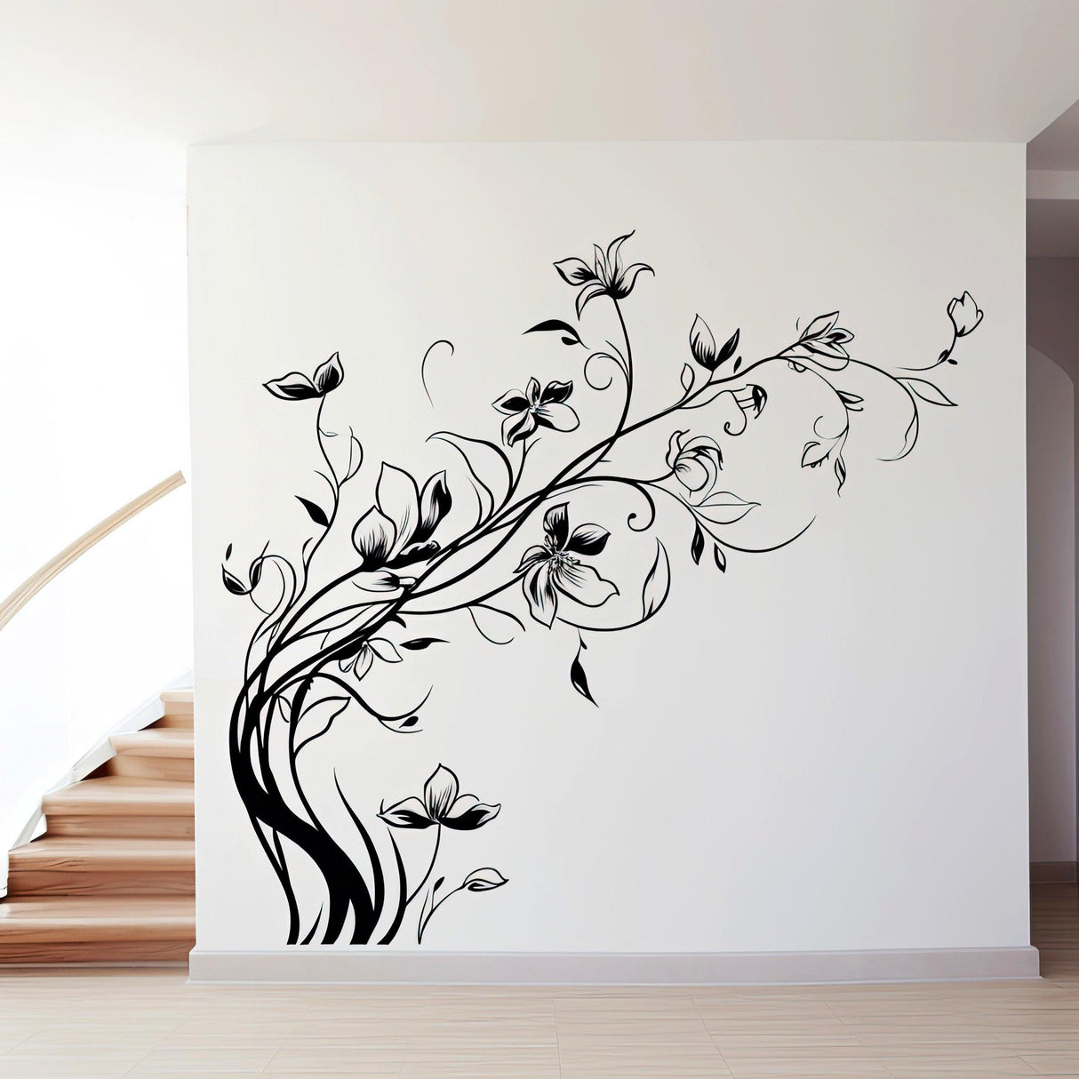 Elegant Flowers Wall Decals - Nature Vinyl Stickers Set for Living Room - Decords