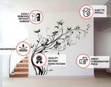 Elegant Flowers Wall Decals - Nature Vinyl Stickers Set for Living Room - Decords