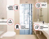 Tranquil Bamboo Forest Shower Glass Door Sticker - Ethereal Misty Reed Decal for Bathroom Privacy - White Blurry Foggy Cane Plants - Decords