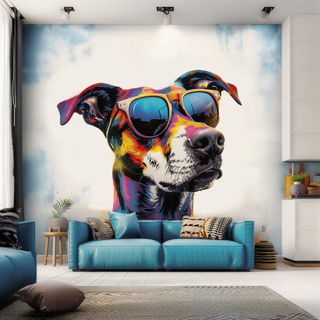 Border Collie in Glasses Wall Sticker - Playful Watercolor Dog Decor Decal - Decords