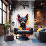 Chic Cat in Sunglasses Wall Sticker - Lively Watercolor Feline Kitten Decal for Home Decor - Decords