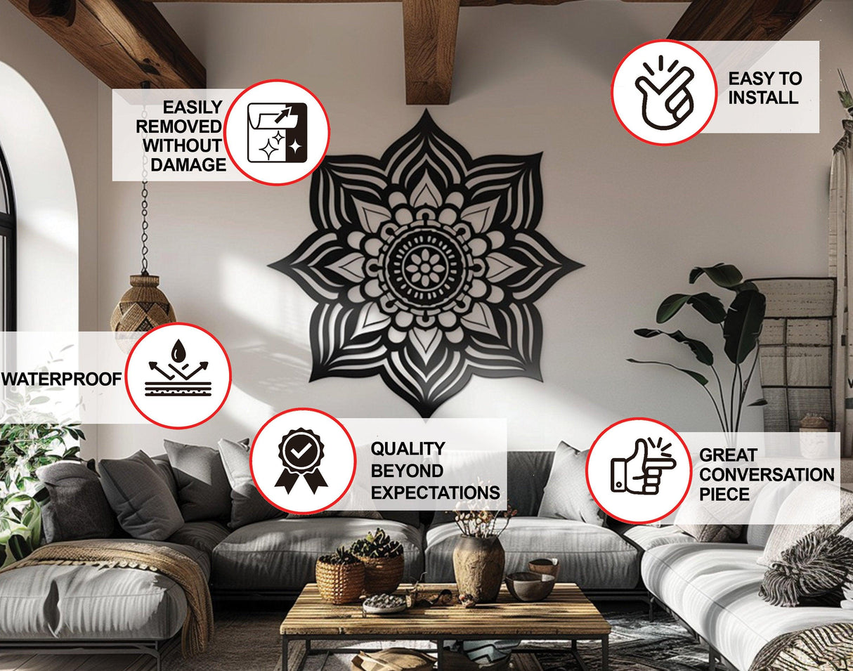 Boho Mandala Wall Decal - Zen Hippie Indian Wall Art Sticler - Decords