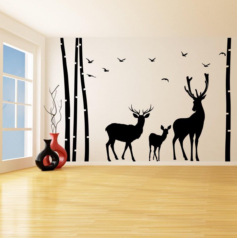 Deer Wildlife Wall Vinyl Sticker - Baby Kit Antler Hunting Decor Hunter Art Animal Decal - Decords