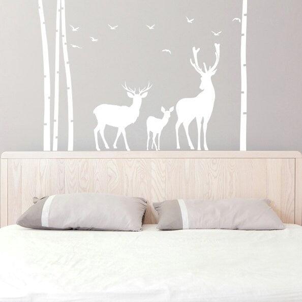 Deer Wildlife Wall Vinyl Sticker - Baby Kit Antler Hunting Decor Hunter Art Animal Decal - Decords