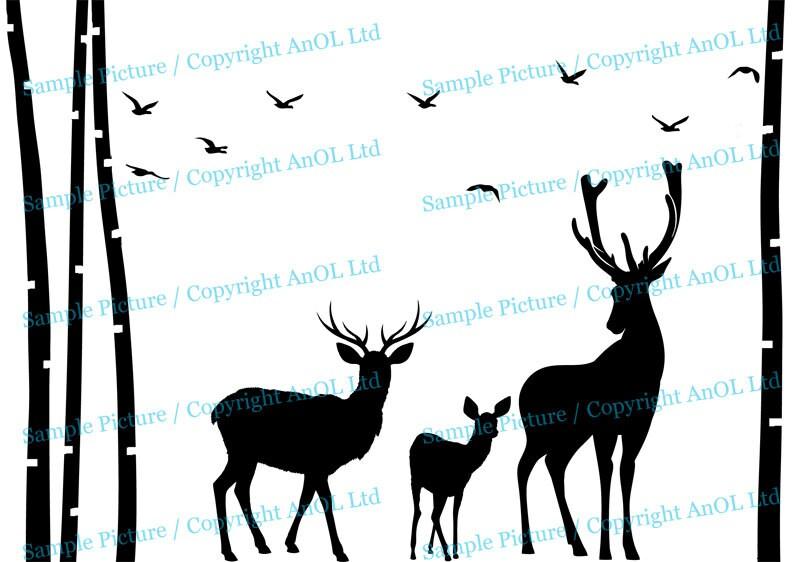 Deer Wildlife Wall Vinyl Sticker - Baby Kit Antler Hunting Decor Hunter Art Animal Decal - Decords