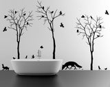 Nature Art Vinyl Cute Animal Set Stickers - Tree Forest Botanical Cool Floral Die Cut Decal - Decords