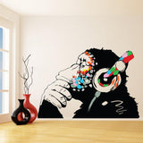 Banksy Thinking Monkey Sticker - Art Vinyl Street Dj Baksy Wall Decal - Decords