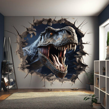 3D Dinosaur Wall Decal: Illusion Wall Art Sticker for Kids Room Decoration - Decords