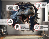 3D Dinosaur Wall Decal: Illusion Wall Art Sticker for Kids Room Decoration - Decords