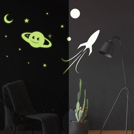 Glow in the Dark Star Wall Stickers, Planetary Space Decals, Cosmic Sky Decor Set - Decords